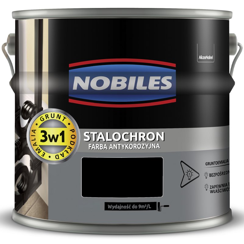 NOBILES STALOCHRON Farba do metalu bezpośrednio rdzę CZARNY RAL 9005 0,65L
